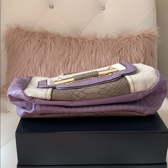 NWT GUESS Purple Multi Croc Texture Hobo Handbag - Picture 7 of 9